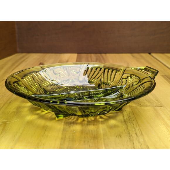 Vintage Divided Indiana Glass Side Condiment Vegetable Dish Plate Green Retro - Picture 14 of 16